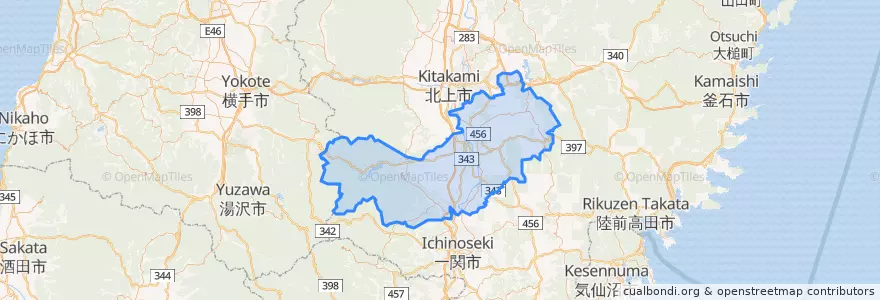 Mapa de ubicacion de 奥州市.
