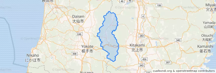 Mapa de ubicacion de 西和賀町.