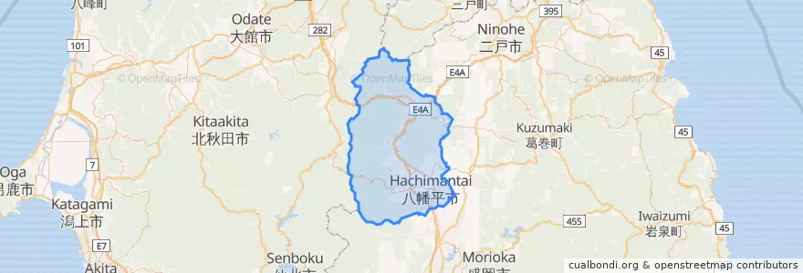 Mapa de ubicacion de 八幡平市.