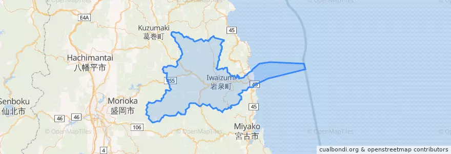 Mapa de ubicacion de 岩泉町.