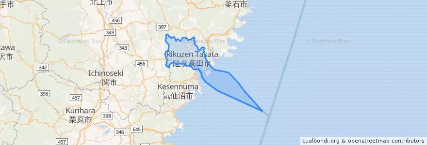 Mapa de ubicacion de 陸前高田市.