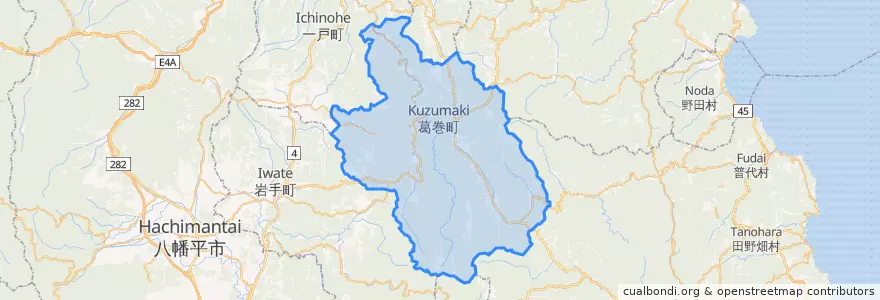 Mapa de ubicacion de 葛巻町.