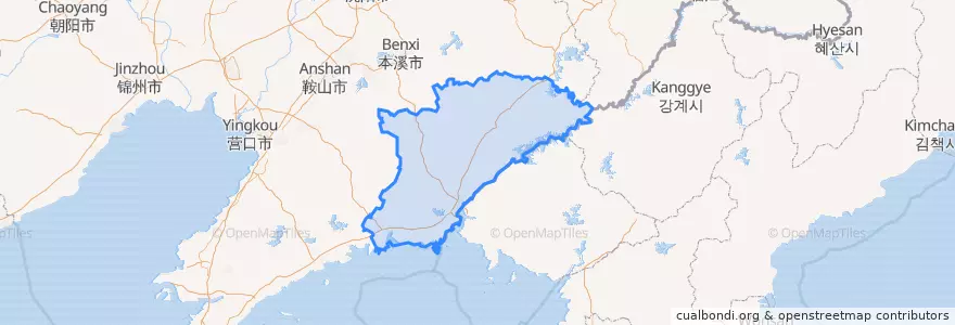 Mapa de ubicacion de Dandong City.