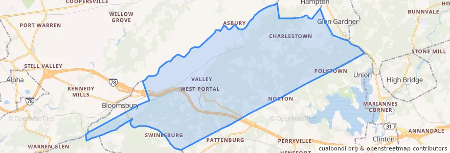 Mapa de ubicacion de Bethlehem Township.