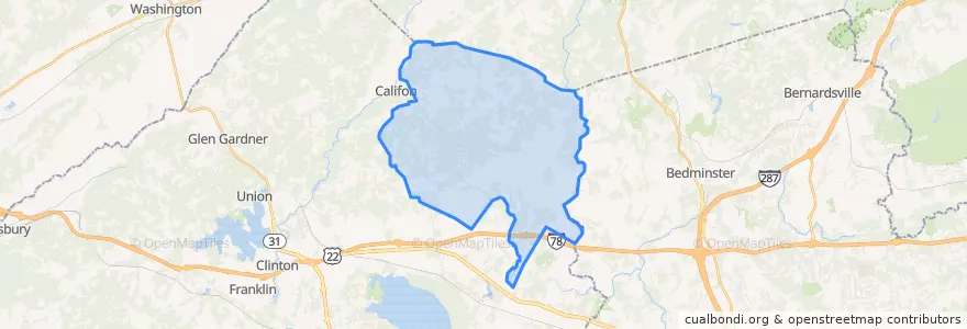 Mapa de ubicacion de Tewksbury Township.