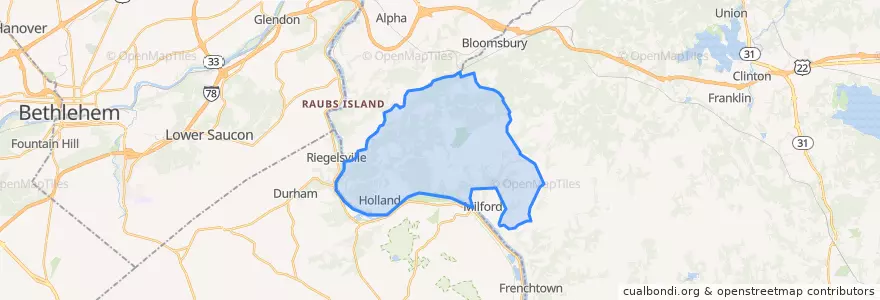 Mapa de ubicacion de Holland Township.
