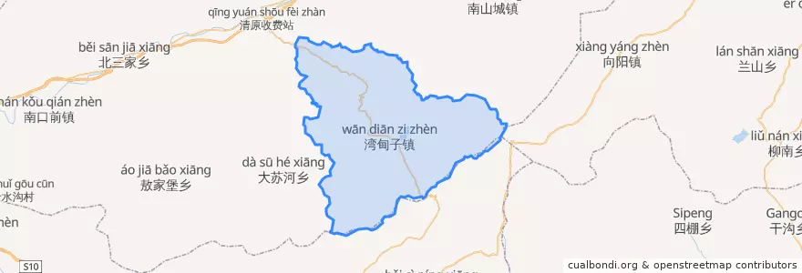 Mapa de ubicacion de 湾甸子镇.