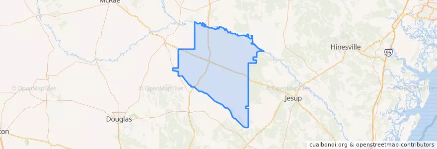 Mapa de ubicacion de Appling County.