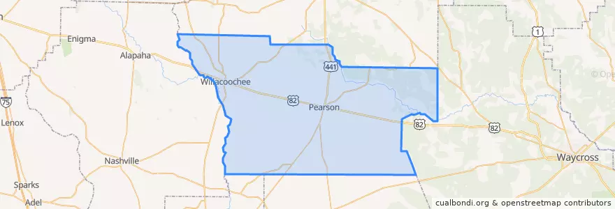 Mapa de ubicacion de Atkinson County.