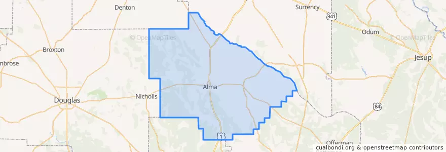 Mapa de ubicacion de Bacon County.