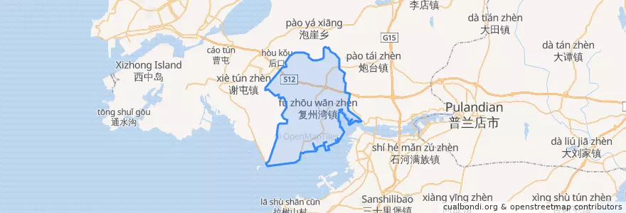 Mapa de ubicacion de 复州湾街道.