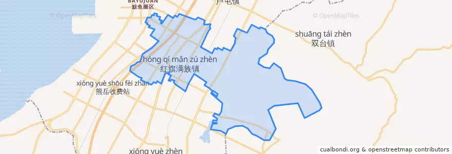 Mapa de ubicacion de 红旗满族镇.