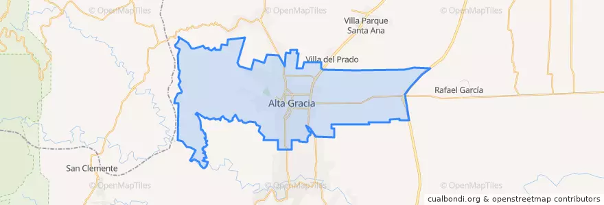 Mapa de ubicacion de Alta Gracia.