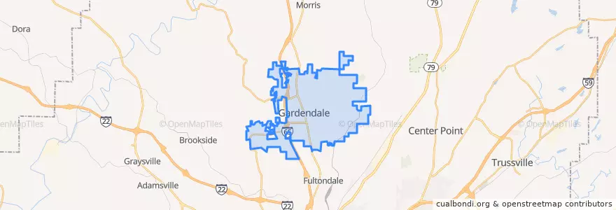 Mapa de ubicacion de Gardendale.