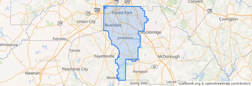 Mapa de ubicacion de Clayton County.