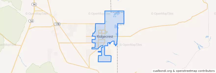 Mapa de ubicacion de Ridgecrest.