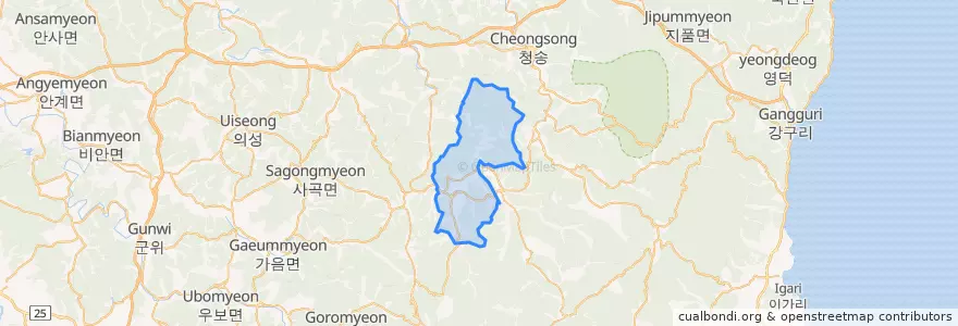 Mapa de ubicacion de 안덕면.