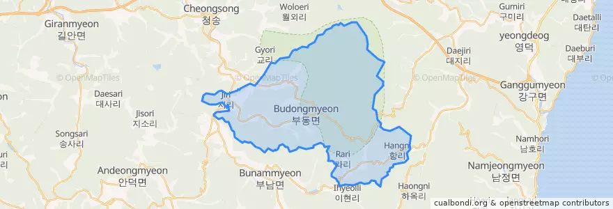 Mapa de ubicacion de Juwangsan-myeon.