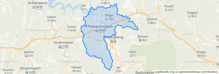 Mapa de ubicacion de 파천면.