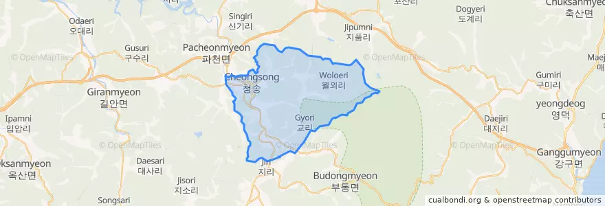 Mapa de ubicacion de 청송읍.