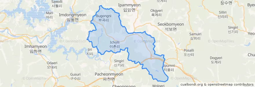 Mapa de ubicacion de 진보면.