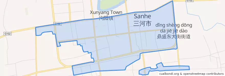 Mapa de ubicacion de 鼎盛东大街街道.