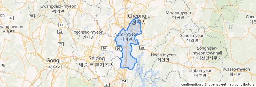 Mapa de ubicacion de 서원구.