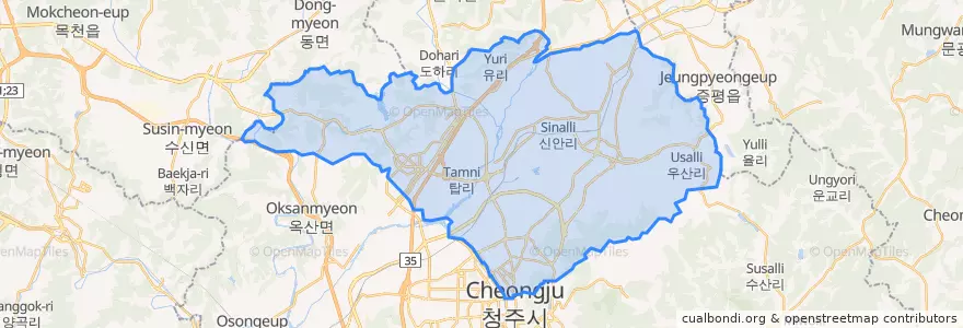 Mapa de ubicacion de Cheongwon-gu.