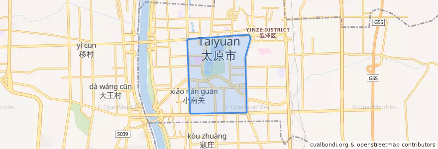 Mapa de ubicacion de Yingze Subdistrict.