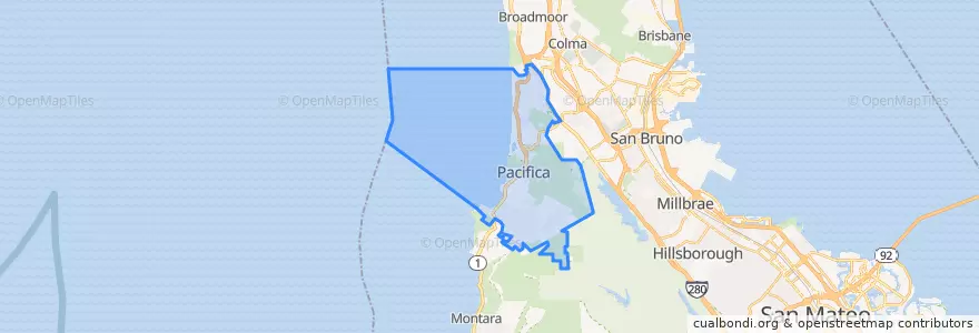 Mapa de ubicacion de Pacifica.