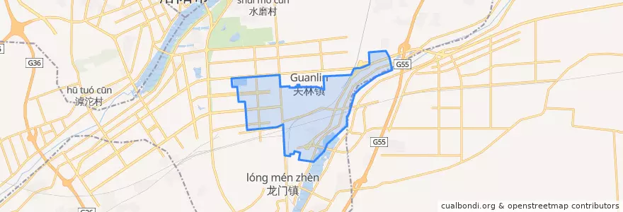 Mapa de ubicacion de Guanlin Subdistrict.