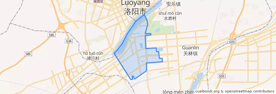 Mapa de ubicacion de Gucheng Subdistrict.