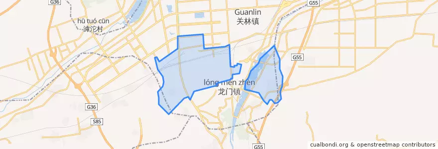 Mapa de ubicacion de Longmen Subdistrict.