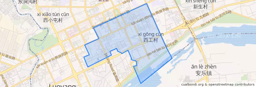 Mapa de ubicacion de 西工街道.