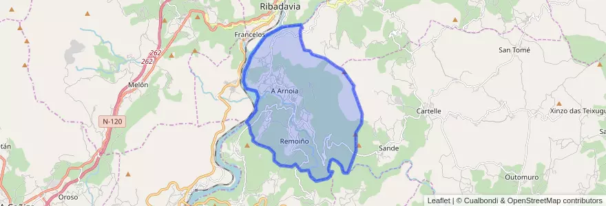 Mapa de ubicacion de A Arnoia.
