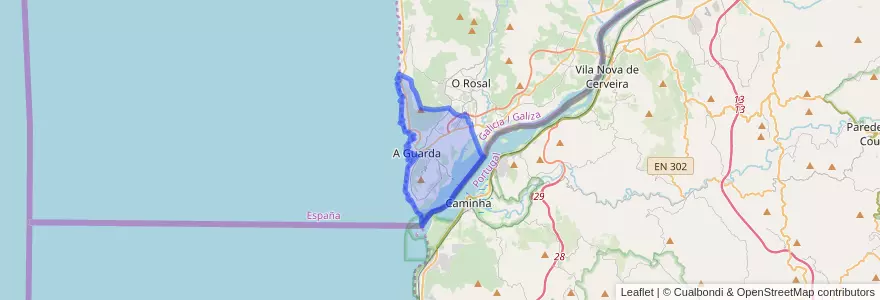 Mapa de ubicacion de A Guarda.
