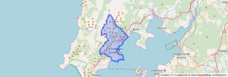 Mapa de ubicacion de A Pobra do Caramiñal.