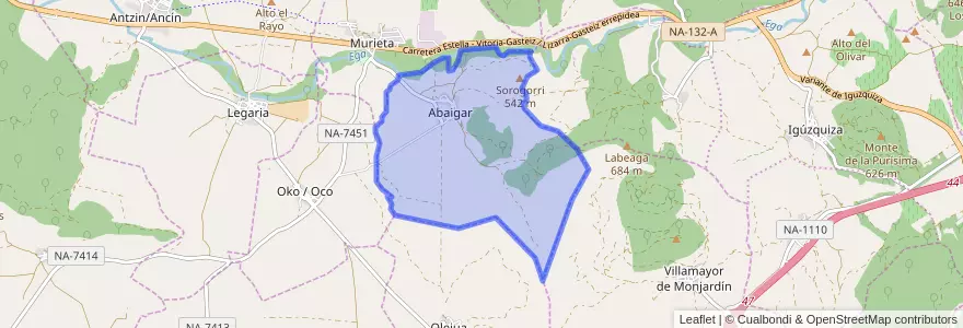 Mapa de ubicacion de Abáigar.