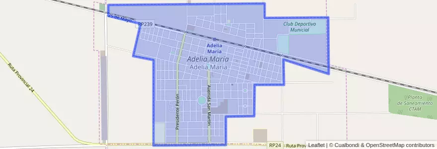 Mapa de ubicacion de Adelia María.