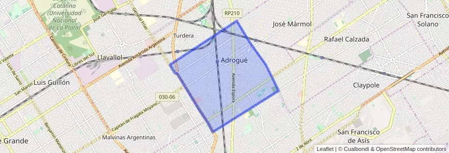 Mapa de ubicacion de Adrogué.