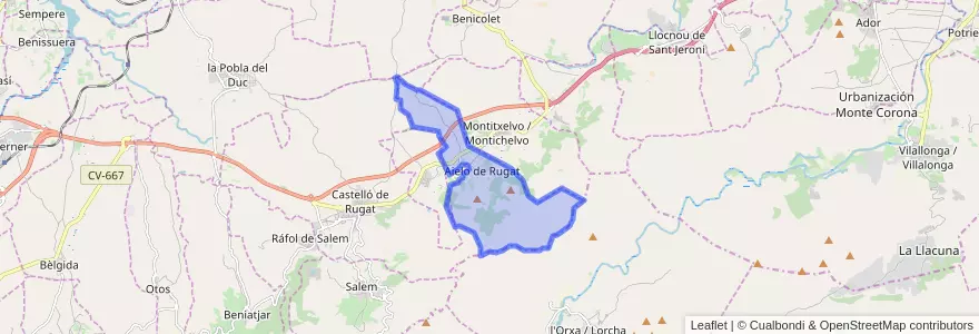 Mapa de ubicacion de Aielo de Rugat.