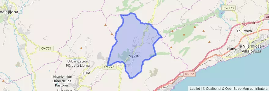 Mapa de ubicacion de Aigües.