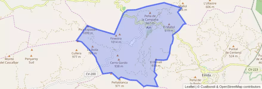 Mapa de ubicacion de Aín.