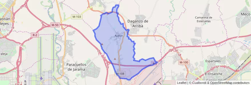 Mapa de ubicacion de Ajalvir.