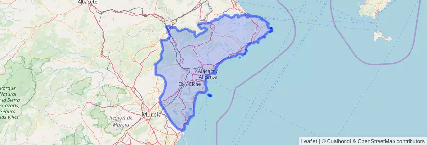 Mapa de ubicacion de Аликанте.