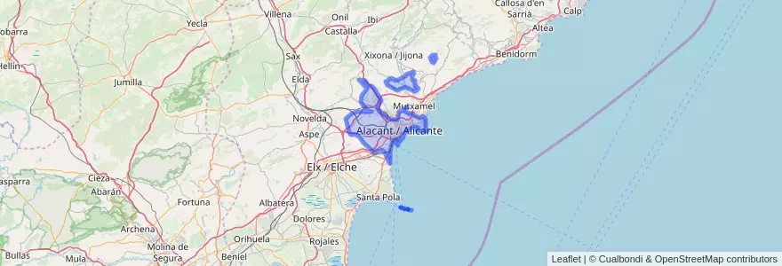 Mapa de ubicacion de أليكانتي.