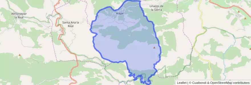 Mapa de ubicacion de Alájar.