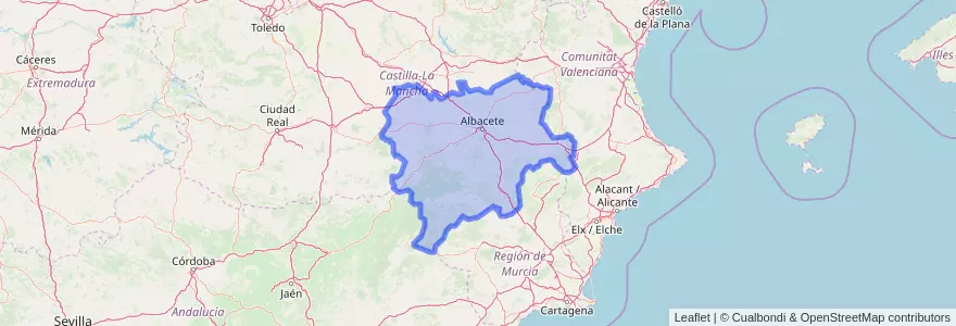Mapa de ubicacion de Albacete.