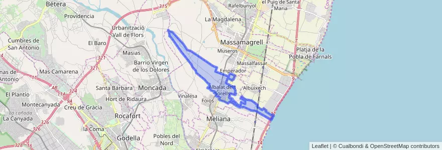 Mapa de ubicacion de Albalat dels Sorells.
