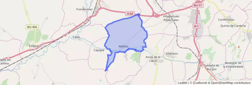 Mapa de ubicacion de Albillos.